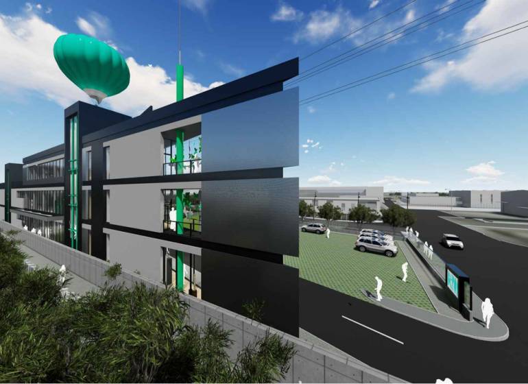 Stavebný pozemok 5.510 m2 so stavebným povolením pri Panónskej ceste  - Futuristická budova s parkoviskom pri Panónskej ceste v Bratislave - Petržalke, pozemky - komerčné.