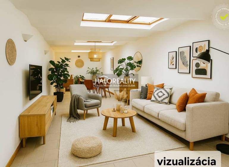 Predaj, rodinný dom Košice Staré Mesto - Centrum, Hl... - Svetlý obchodný priestor s pohovkou, rastlinami a dekoráciami na stenách.