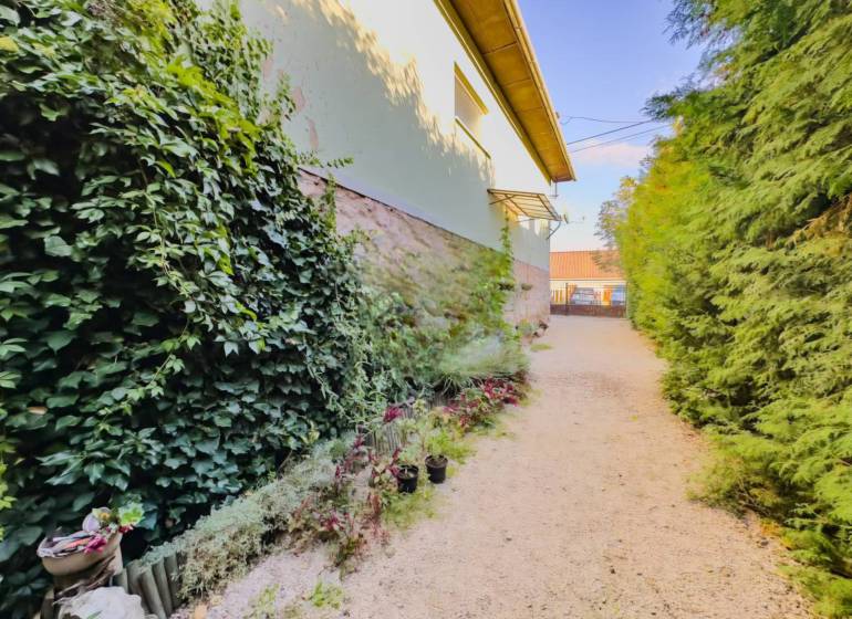 Rodinný dom vo vyhľadávanej obci Betliar. - Záhrada pri rodinnom dome v Betliari s bohatým porastom a kvetinovými dekoráciami.