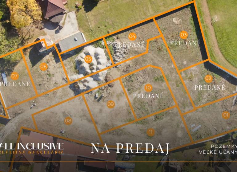 NA PREDAJ STAVEBNÉ POZEMKY, VEĽKÉ ÚĽANY –BELLINDA PARK - Letecký pohľad na rozparcelované pozemky na bývanie v Bellinda Park, Veľké Úľany.