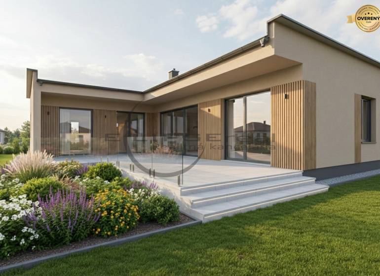 NA PREDAJ NOVOSTAVBA moderný 4-izbový rodinný dom v Malých Levároch - Rodinný dom na Agátovej ulici v Malých Levároch s terasou a záhradou plnou kvetov.