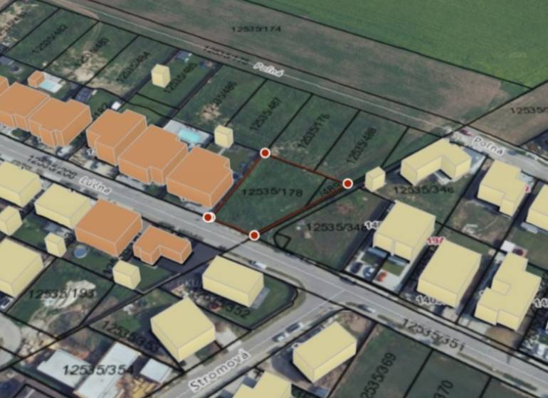 Pozemok v obci Cífer, na ulici Lúčnej - Letecký pohľad na pozemky - bývanie na Lúčnej ulici v Cíferi.