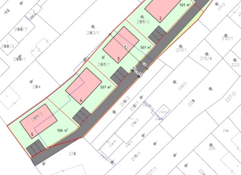 Predáme stavebný pozemok v obci Kajal - 3004m2 - vhodné na 5RD - Plán pozemkov na Starej ulici v Kajale pre bývanie.