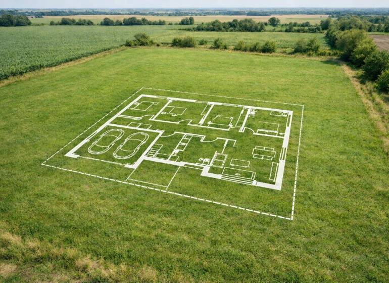 Cífer 2 prémiové stavebné pozemky - Pozemky - bývanie v Cíferi s nákresom domu, obklopené prírodou, ideálne pre nový začiatok.