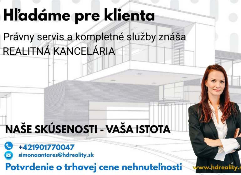 Kúpa, jednoizbový byt  v pôvodnom stave vo Zvolene  - Reklamný banner realitnej kancelárie s kontaktom a službami pre klientov.
