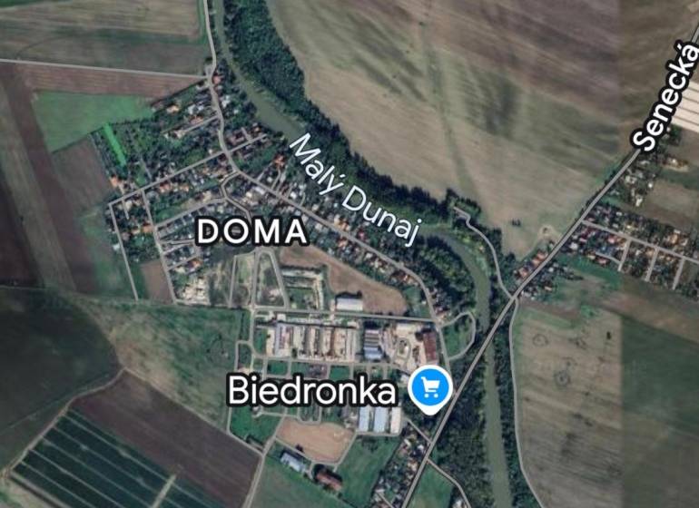 Na PREDAJ stavebný pozemok na RD alebo dvojdom v Tomášove  - Letecký pohľad na Pozemky - bývanie pri Malom Dunaji, Tehelná, Tomášov.