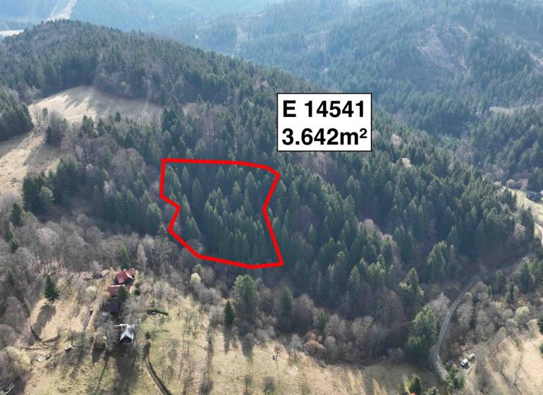 Lazy pod Makytou – Lesný pozemok - Letecký pohľad na poľnohospodárske a lesné pozemky v Lazoch pod Makytou, oramované lesmi.