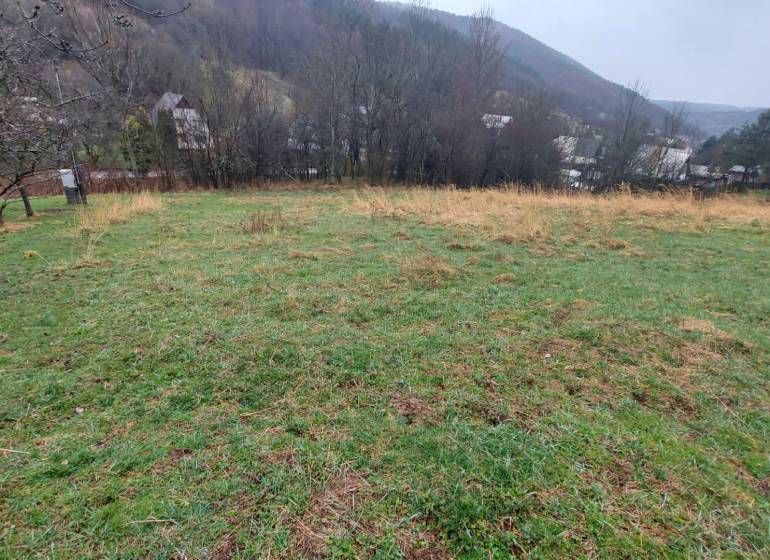 Pozemok na predaj - Vydrná - Trávnaté rekreačné pozemky v Púchove s výhľadom na okolitú prírodu a dedinské domy.