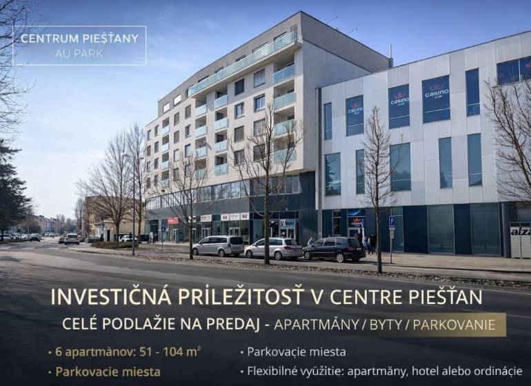 EXKLUZÍVNE: Celé podlažie v centre Piešťan s projektom apartmánov - Budova na ulici Nitrianska 755 v Piešťanoch ponúka zvláštne nehnuteľnosti na predaj.