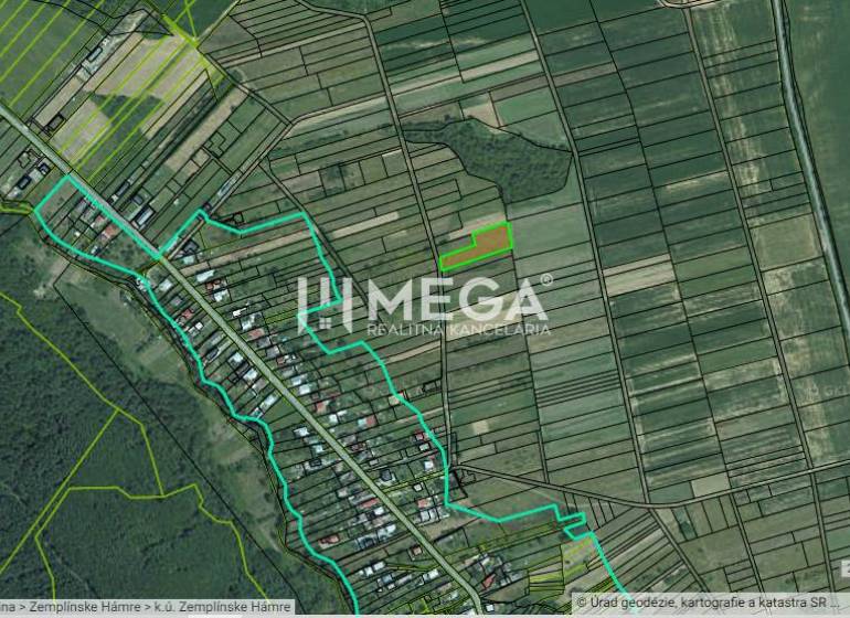 PREDAJ POZEMKU Zemplínske Hámre (2918 m2) - Plán pozemkov na bývanie v Zemplínskych Hámroch s vyznačenými hranicami parciel.