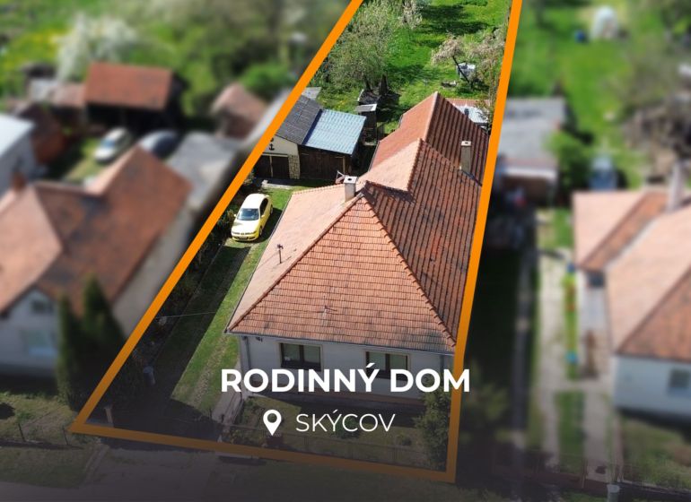 RODINNÝ DOM - CHALUPA S VEĽKÝM POZEMKOM | SKÝCOV - Rodinný dom v Skýcove na ulici Konopniská obklopený záhradou a garážou.
