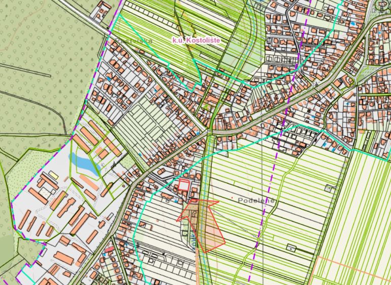 - PREDAJ - STAVEBNÝ POZEMOK - 1132 m2 - KOSTOLIŠTE - MALACKY - Mapa pozemkov na Za bytovkou v Kostolišti určená na bývanie.