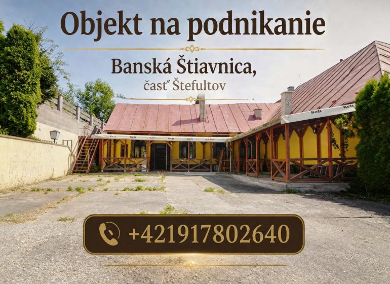 Objekt s historickým nádychom v Banskej Štiavnici - Štefultov - Podnikateľský objekt v časti Štefultov, Banská Štiavnica, s vonkajším gastro priestorom.