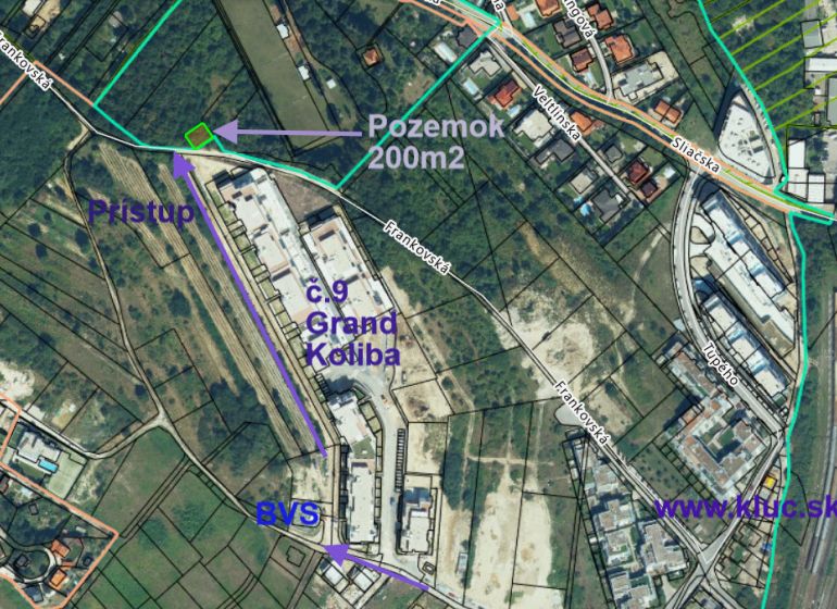 Nová cena ! Stavebný pozemok pre investíciu alebo rekreáciu.  - Na mape na ulici Frankovská je pozemok 200 m², ideálny pre bývanie.