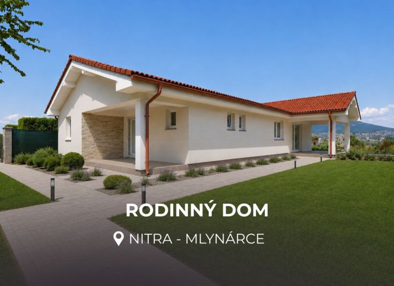 MODERNÁ NOVOSTAVBA | NITRA | MLYNÁRCE | POĽNÁ - Rodinný dom na Poľnej ulici v Nitre s rozsiahlym trávnikom a dlažbou.