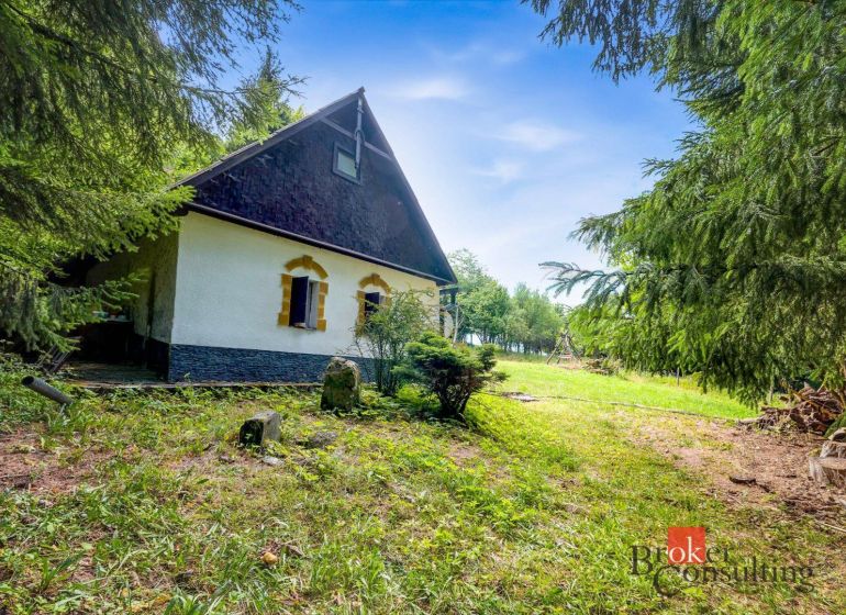Chata na samote na predaj, Píla, Žarnovica - Chata v Píle obklopená zeleňou a ihličnatými stromami, ideálna na relax.