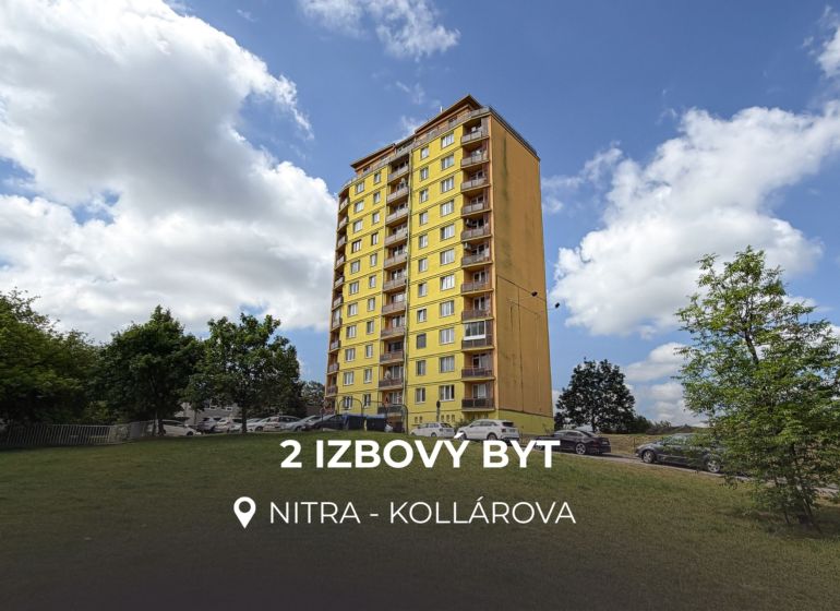 2 IZBOVÝ BYT | KOLLÁROVA | NITRA - Pohľad na žltú bytovku s 2-izbovým bytom na Kollárovej ulici v Nitre.