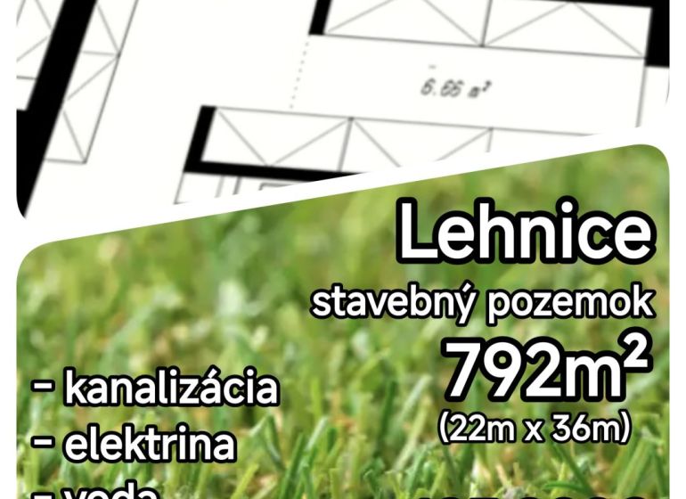 LEN U NÁS! - Posledný stavebný pozemok v obci Lehnice! - Stavebný pozemok v Lehniciach, 792m², s dostupnými sieťami: kanalizácia, elektrina, voda.