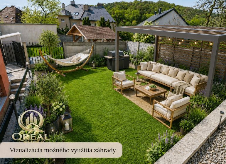 **Mestský byt s pocitom domu – Koliba, ticho, záhrada a parkovanie** - Záhrada s pohodlným posedením, hojdacou sieťou a grilom, ideálna na relax.