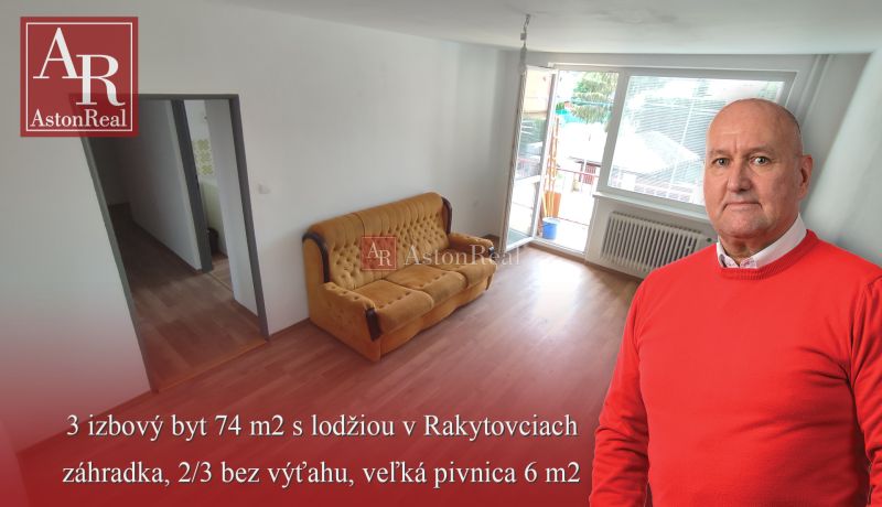 PREDAJ: 3 izbový byt 74 m2 s lodžiou, 2/3 posch. RAKYTOVCE