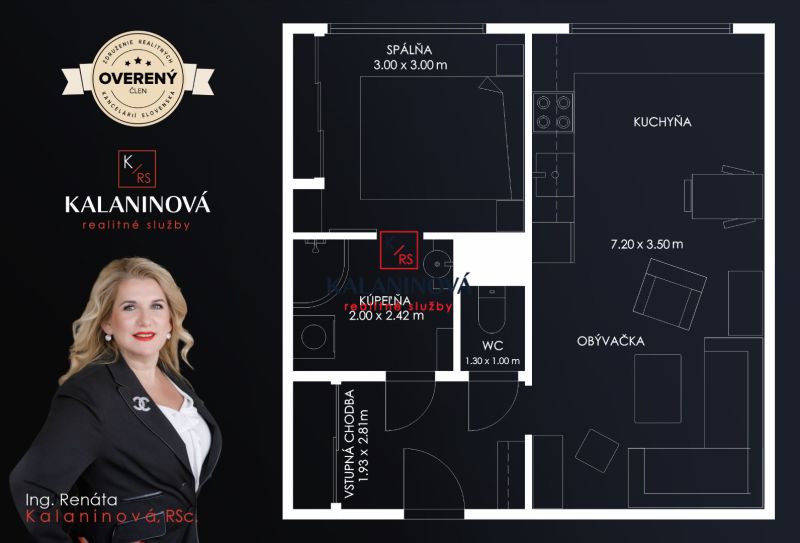 PRENAJATÉ:  2 izbový byt  v Košiciach, L. Novomeského  - Novomeskeho_podorys.JPG