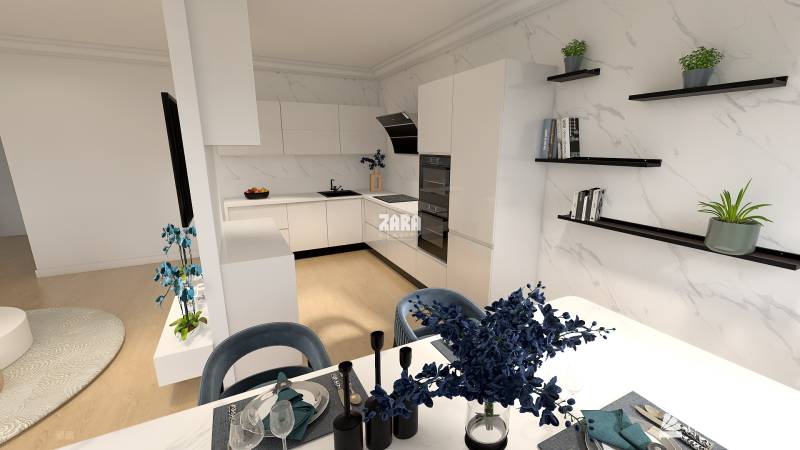 Vizualizácia (1) obývacia izba + kuchyňa_ul. Lesnícka_ZARA reality