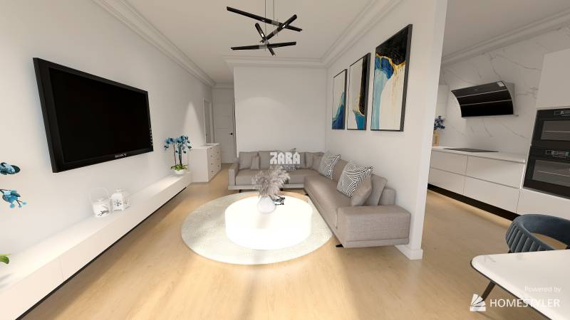 Vizualizácia (2)obývacia izba + kuchyňa_ul. Lesnícka_ZARA reality