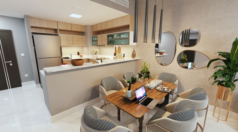 Predaj 4-izbového bytu (Type - A). Projekt Vista 3, Abu Dhabi - 2BR Type C Dining PERSPECTIVE View2.jpg