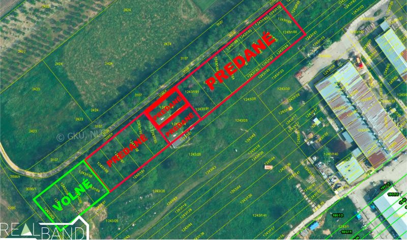 Rezervované Posledné 3 komerčné pozemky na predaj Báhoň 45Eur m²