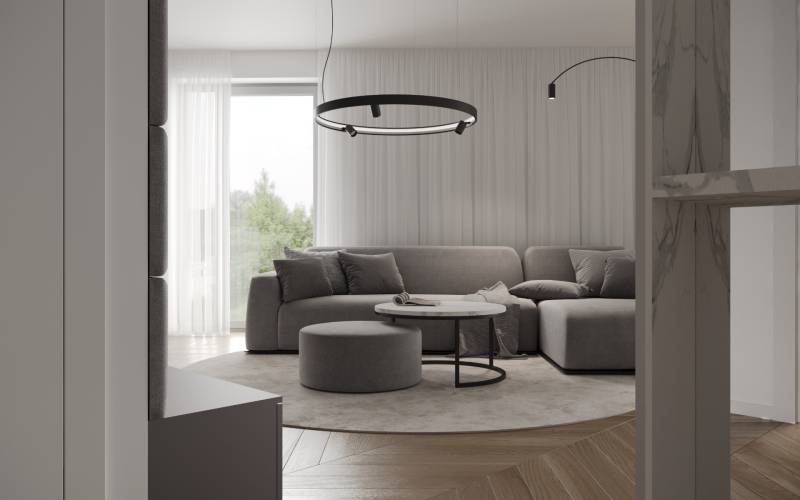 PROJEKT MÜNICHSTHAL, 12 km od Viedne - Obývacia izba + kuchyňa (4).jpg