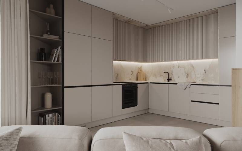 PROJEKT MÜNICHSTHAL, 12 km od Viedne - Obývacia izba + kuchyňa (5) (1).jpg