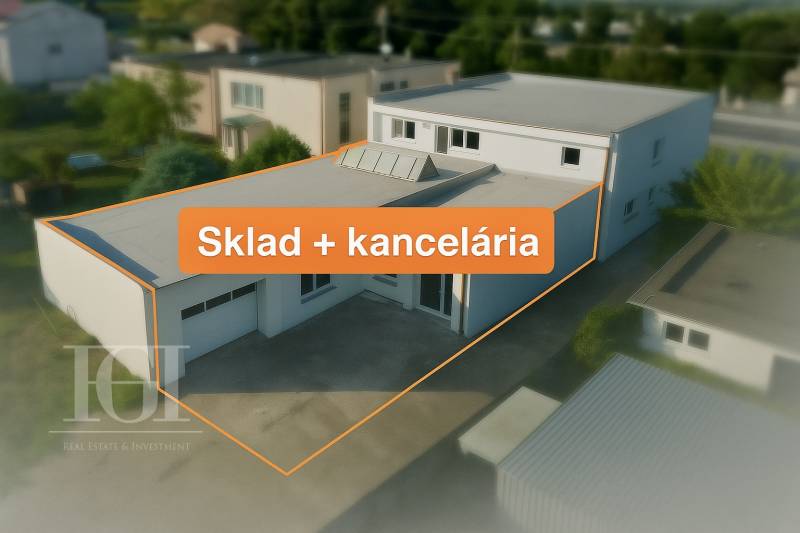PRENAJOM | Kancelárie, administratíva, polyfunkcia, sklad, výroba - Budova s nápisom 