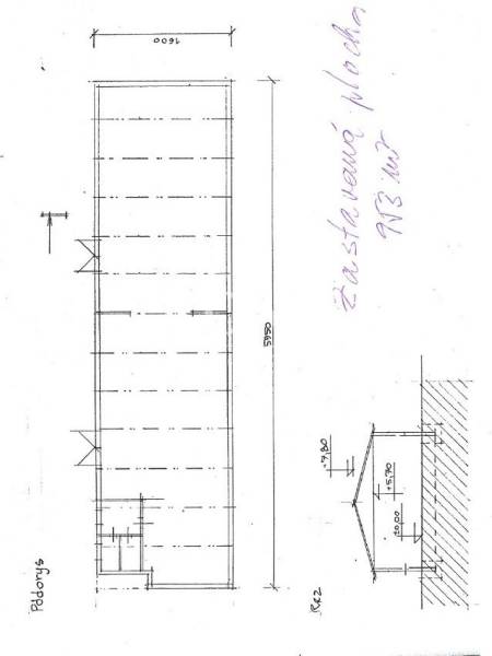 Skladová hala, Žilina - Bánová - Pôdorys skladu s rozmermi a popisom zastavanej plochy 933 m².