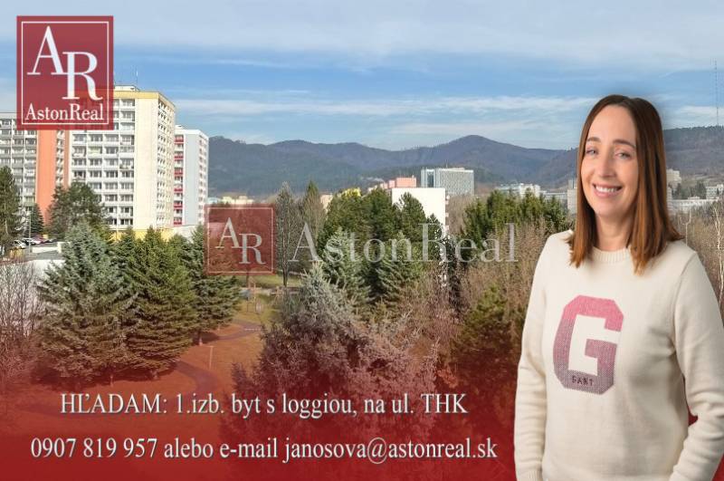 HĽADAM: 1.izb. byt s loggiou, na ul. THK, časť Fončorda - B. Bystrica - Žena pred panorámou sídliska na ulici Trieda Hradca Králové, hľadá 1-izbový byt.