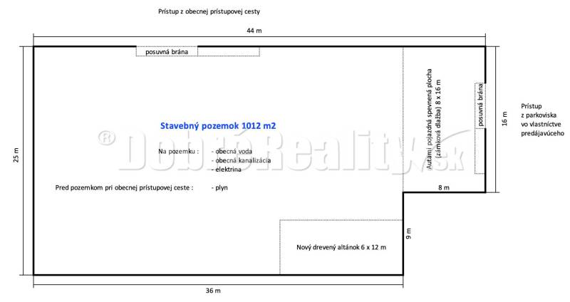 Nadštandardný stavebný pozemok na výstavbu RD alebo bytovky - Plán stavebného pozemku na bývanie s výmerou 1012 m² na Dubovej ceste, Dvory nad Žitavou.
