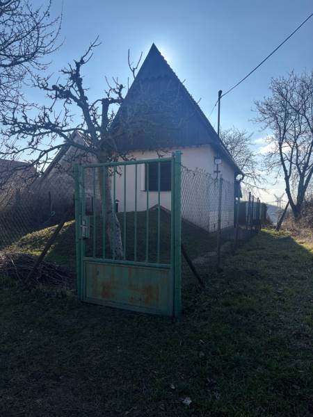 PREDAJ, PODLUŽANY - VINIČNÝ DOMČEK S VINOHRADOM - Malá chata obklopená stromami, oplocená záhrada, ideálne pre rekreačné pozemky.