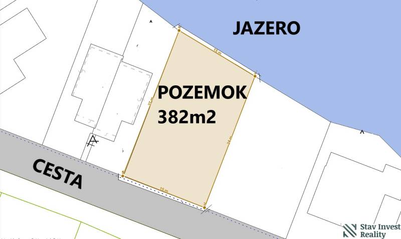  Pozemok pri jazere v Boldogu s výstavbou 4-izbového RD, Senec - Pozemok na bývanie pri jazere v Senci, rozloha 382 m², blízko cesty.