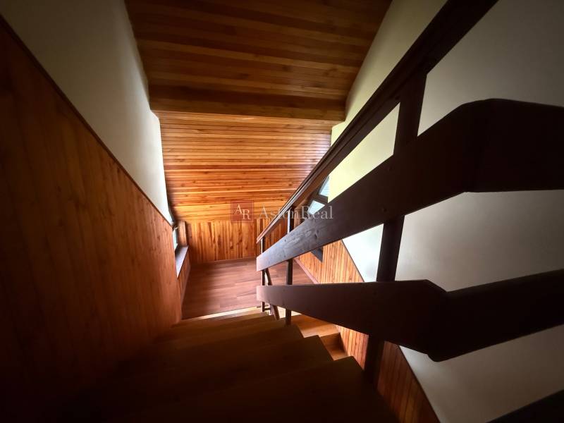 Dvojgeneračný 7i.rodinný dom v Záriečí vhodný na bývanie aj podnikanie - Schodisko s dreveným obložením v interiéri rodinného domu.