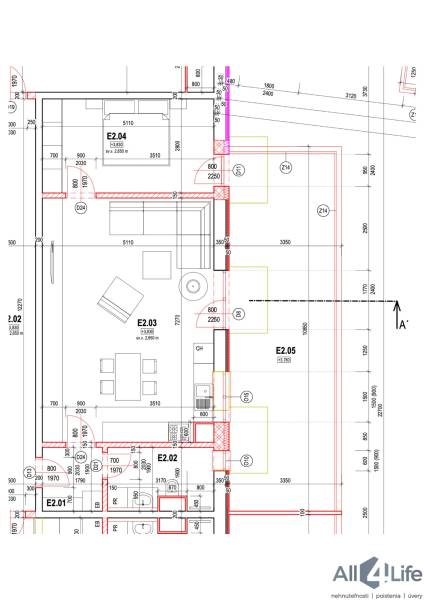 Moderný 2-izbový byt s terasou a parkovaním v Piešťanoch - Pôdorys 2-izbového bytu s vyznačenými miestnosťami a rozmermi.