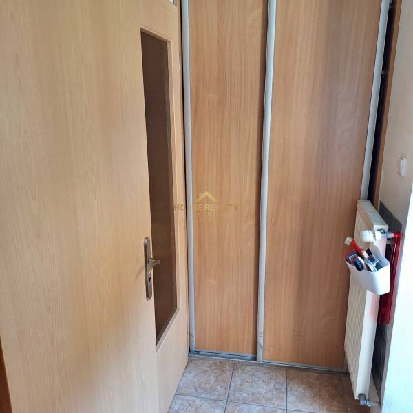 Predaj 1 izbový byt, Karpatská ulica, Bratislava I. Staré Mesto - Vstupná hala 1-izbového bytu s drevenými dverami, vstavanou skriňou a vykurovacím telesom.
