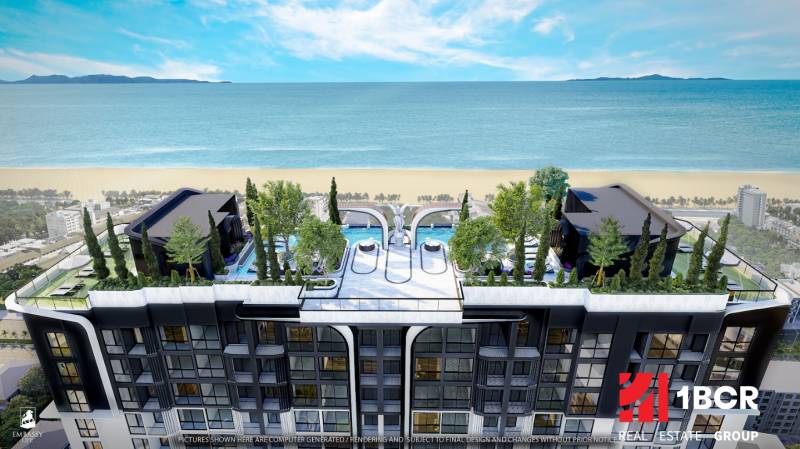 EMBASSY LIFE PATTAYA - Výstavba bytov v Pattayi s výhľadom na pláž, strešná záhrada a bazén.