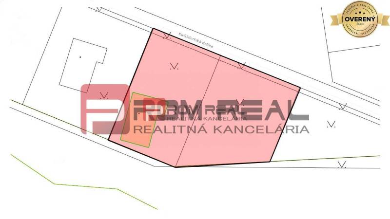 Na PREDAJ krásny slnečný pozemok s chatkou neďaleko Bratislavy - Plán pozemkov v Pezinku určených na bývanie, vrátane parcelných línií a označení.