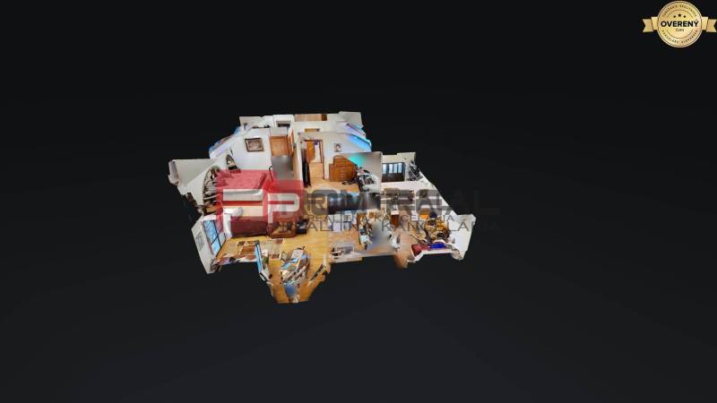 Na predaj Rodinný dom v Malých Karpatoch obec Píla - 3D pôdorys so zariadením interiéru Rodinného domu. Znázornené sú jednotlivé miestnosti.