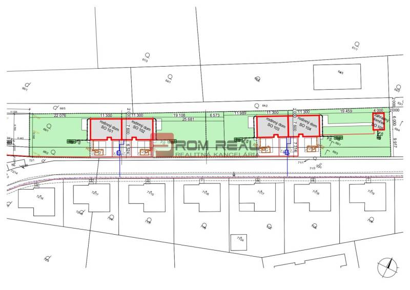 Stavebný pozemok so stavebným povolením a projektom na dvojdom - Projekt výstavby rodinných domov na pozemkoch - bývanie, Štefanová, s rozvrhnutím parciel.