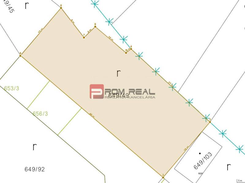 Výhodne predaj pozemku 82,90 €/m2, Budmerice - Geometrický plán pozemku na Poľnej ulici v Budmericiach určený pre bývanie.