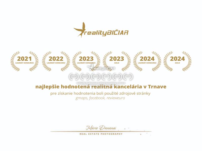 REZERVOVANÉ 2-izbový byt na Staničnej ulici v Trnave - Certifikát pre najlepšie hodnotenú realitnú kanceláriu v Trnave, ocenenia 2021-2024.