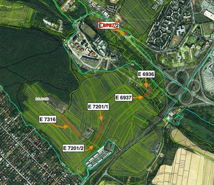 Košice (Luník) – Poľnohospodárska pôda v 1/1 - Letecký pohľad na poľnohospodárske a lesné pozemky v mestských častiach Košíc, Luník IX.