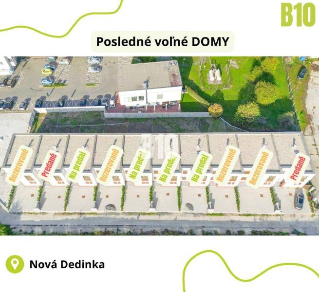 Predaj rodinného domu, Nová Dedinka - Nová Ves pri Dunaji, Nová Dedink - Radové rodinné domy v Nová Dedinka - Nová Ves pri Dunaji, s parkovaním a záhradami.