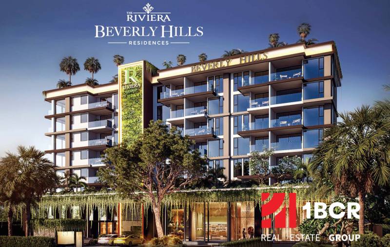 THE RIVIERA BEVERLY HILLS RESIDENCES PATTAYA - Výstavba bytov v Pattayi obklopená zeleňou a palmami, moderné architektonické riešenie.