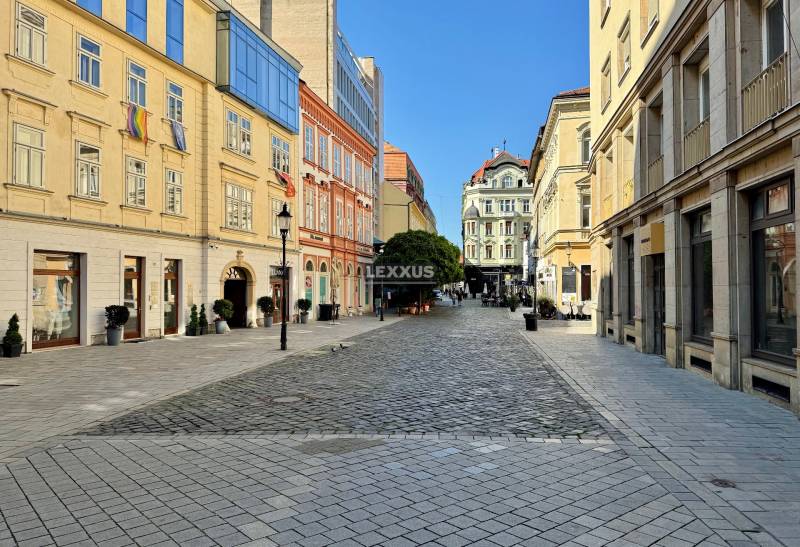 2i zariadený byt , Laurinská ul., BA I.- Staré Mesto, 57,30m2 - Pohľad na pokojnú ulicu Laurinská v Bratislave - Staré Mesto s historickými budovami.